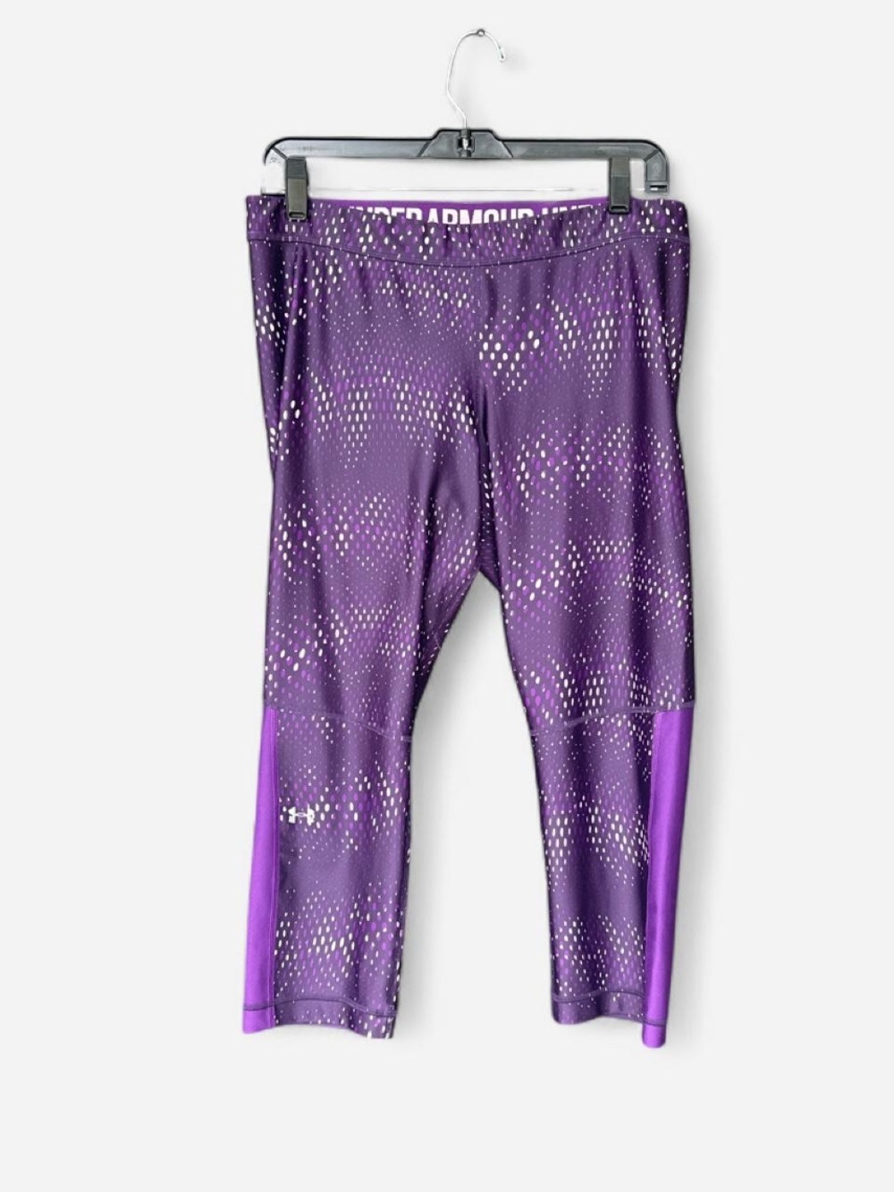 Under Armour Purple Patterned Capri Leggings with Solid Violet Side Panels